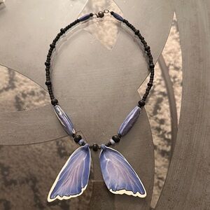 Elegant Blue and Black Beaded Necklace